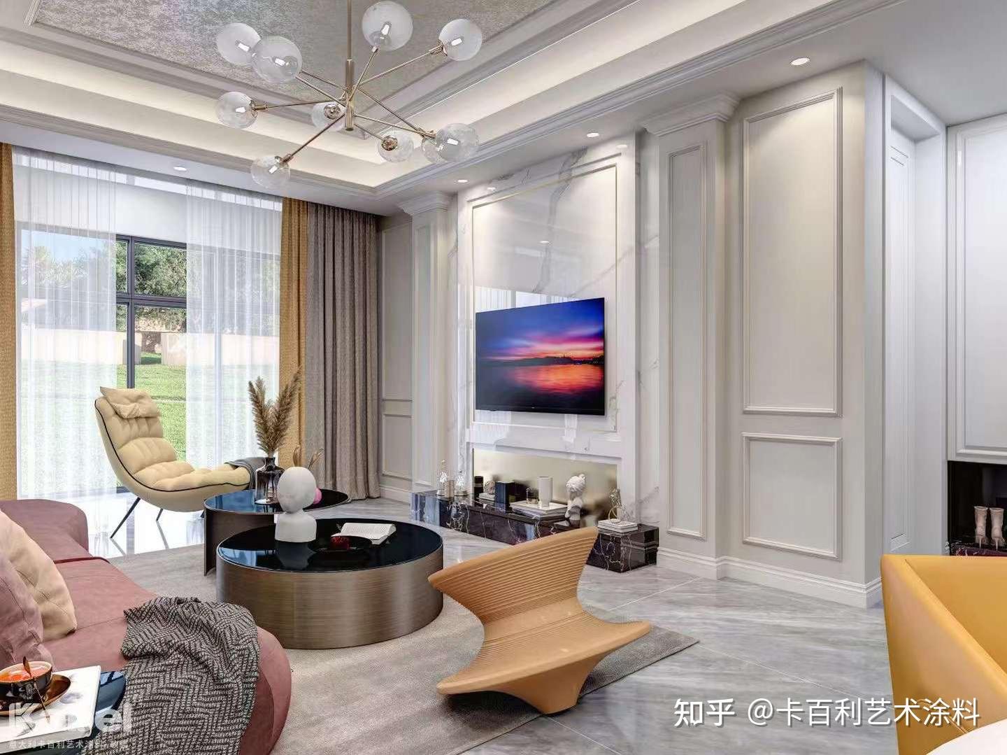 艺术漆效果图客厅,艺术漆背景墙好看吗?-卡百利 - 知乎