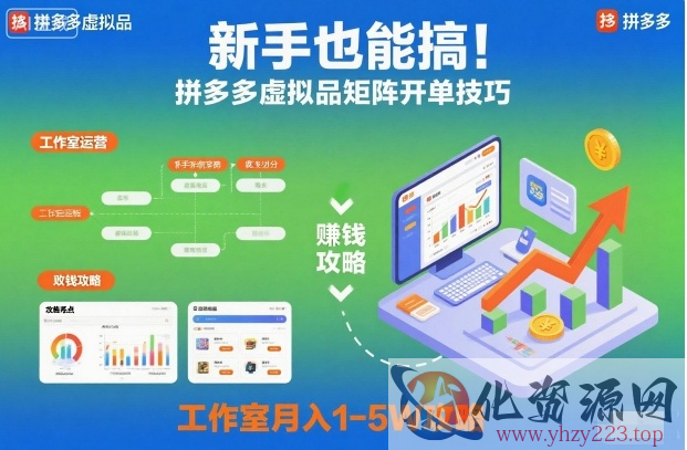 新手也能搞！拼多多虚拟品矩阵开单技巧，工作室月入1-5W攻略【揭秘】