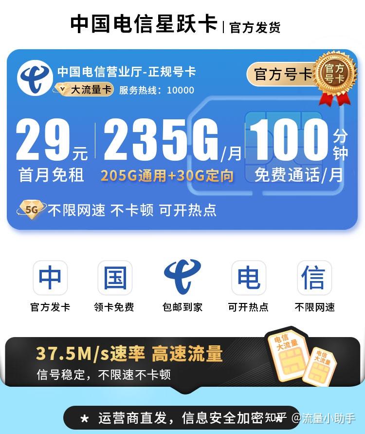 【全网首测】电信星跃卡 29 元 235G+100 分钟！真能终结流量焦虑？实测体验大公开 - 知乎