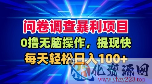 问卷调查暴利项目，0撸无脑操作，提现快，每天轻松日入100+【揭秘】