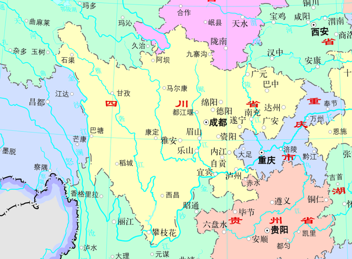 四川行政区划图 zhuanlan.zhihu.com