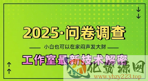 2025问卷调查最新工作室技术解密：一个人在家也可以闷声发大财，小白一天2张，可矩阵放大【揭秘】