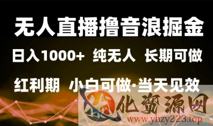 无人直播撸音浪掘金，日入1k+，纯无人红利期，小白可做，当天见效【揭秘】