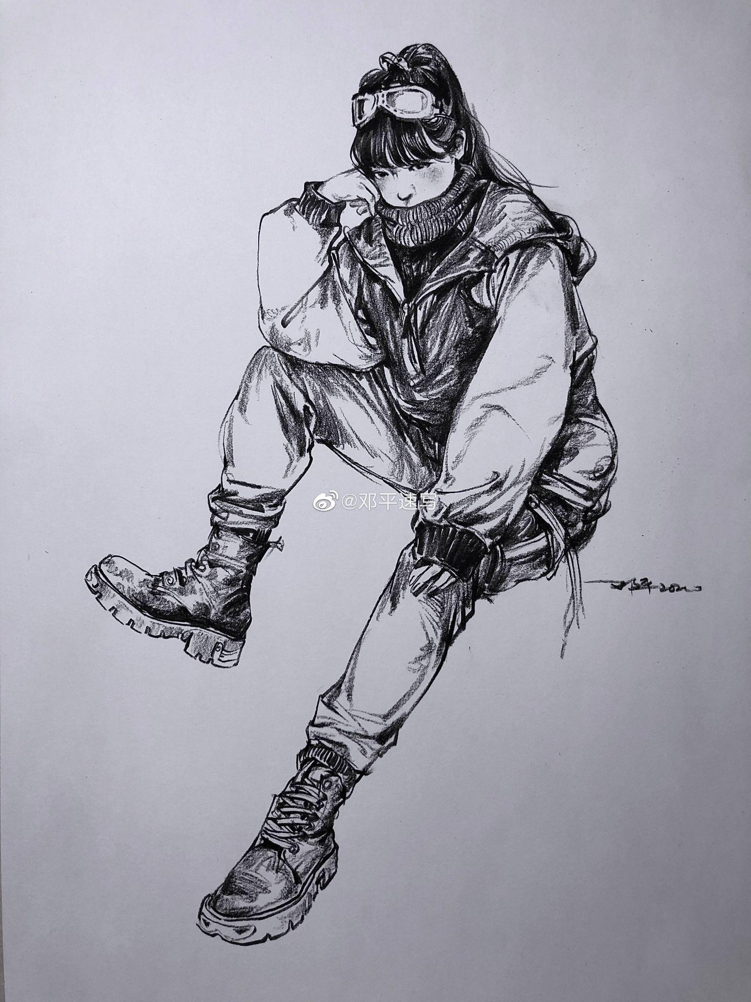 求各种角度好看的男女速写人头?