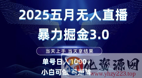 2025五月无人直播暴力掘金3.0，当天上手，当天拿结果，单号日入1k+小白可做可矩阵【揭秘】