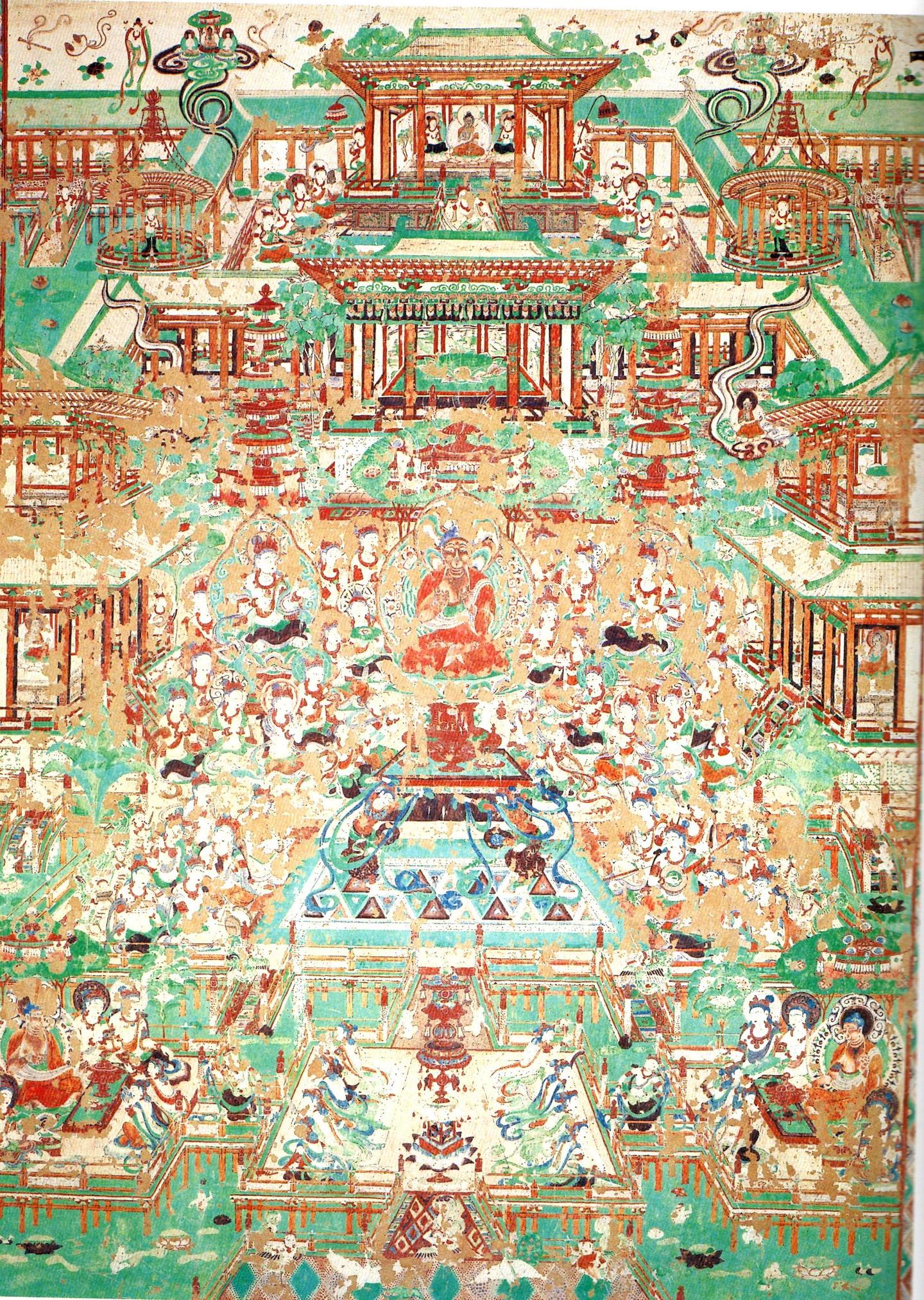 【神游千年，大美敦煌】中唐-159窟南壁-弥勒经变：剃度漱口、洗心革面；法华经变：比喻图解经义；观经变：乐舞翩跹；东壁门-维摩诘经变【高清大图 ...