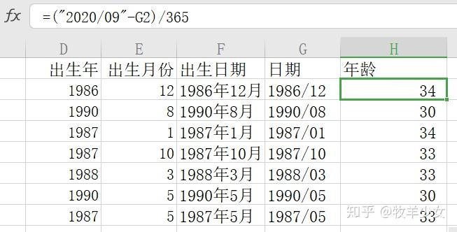 只有年份和月份,怎麼樣用excel計算年齡(調查日期減去出生日期,比如