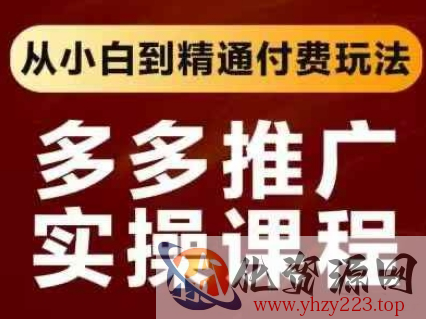 拼多多推广实操课程，从小白到精通付费玩法