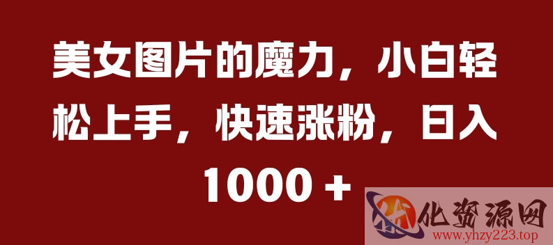 美女图片的魔力，小白轻松上手，快速涨粉，日入几张【揭秘】