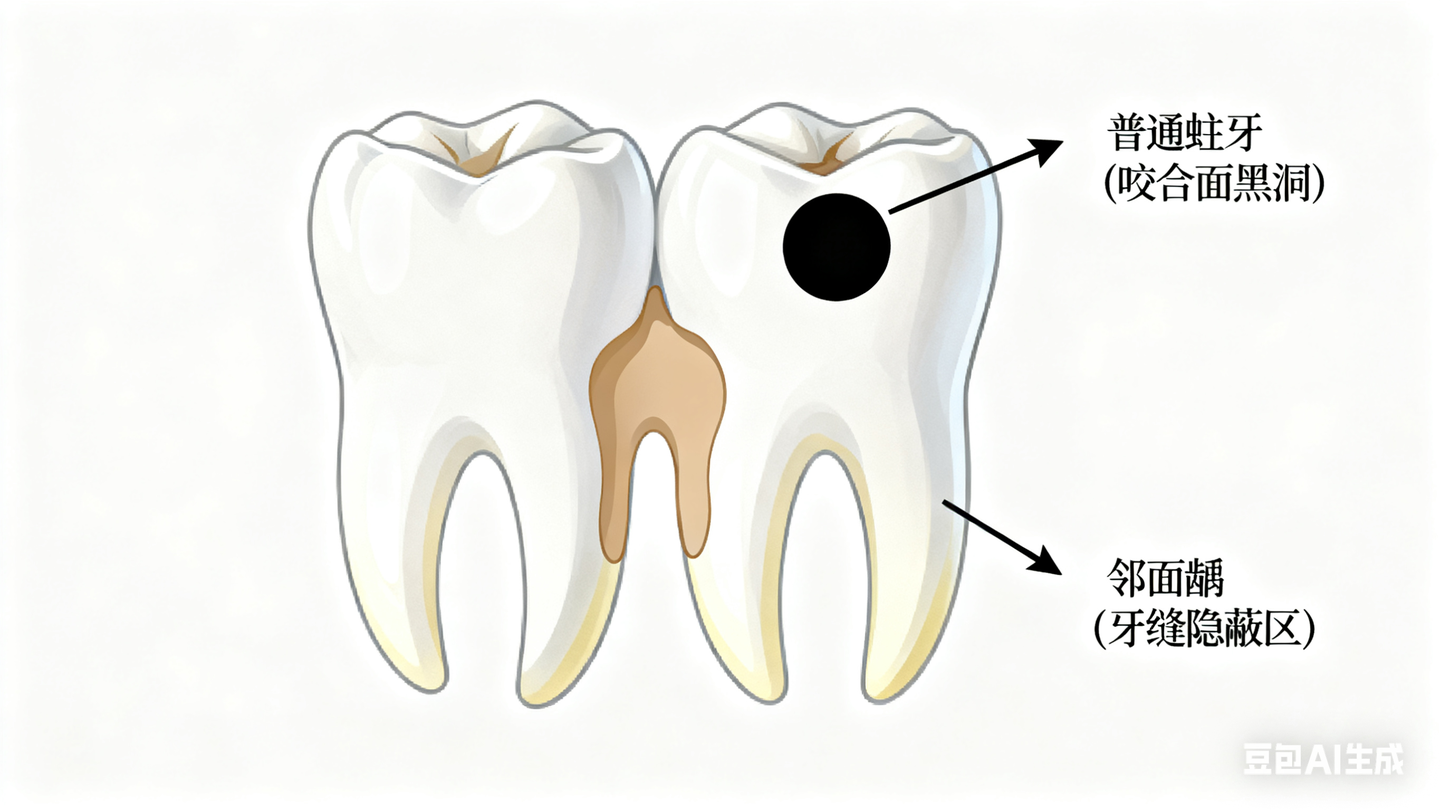 牙缝发黑别不当回事,邻面龋拖到最后得拔牙! - 知乎