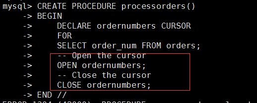 数据库mysql使用opencursor语句总是出现错误