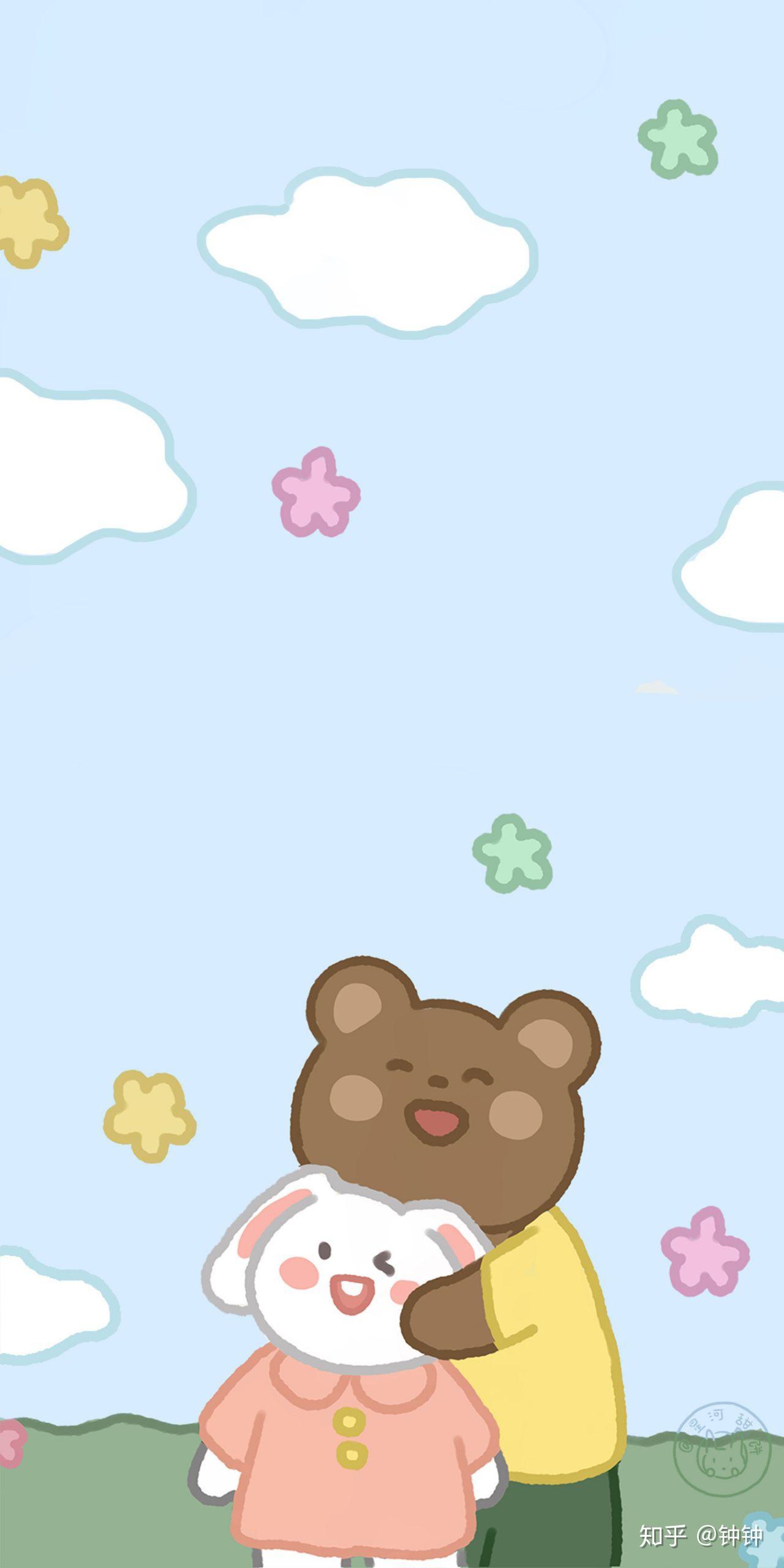 有没有蓝色白云小熊壁纸