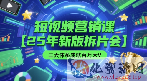 短视频营销课【25年新版拆片会】三大体系成就百万大V，包含正课、拆片会、手把手教学直播课等