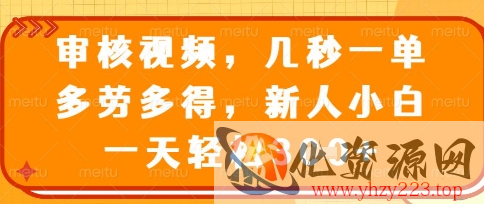 最新审核视频，几秒一单，多劳多得，新人小白一天轻松3张【揭秘】