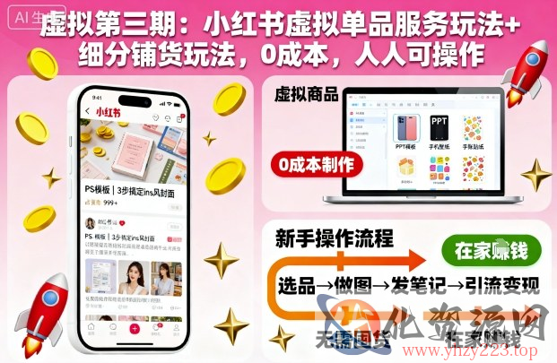 虚拟第三期：小红书虚拟单品服务玩法+细分铺货玩法，0成本，人人可操作