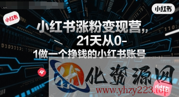 小红书涨粉变现营，21天从0-1做一个挣钱的小红书账号