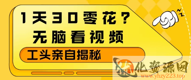 1天30零花？无脑看视频，大佬亲自揭秘