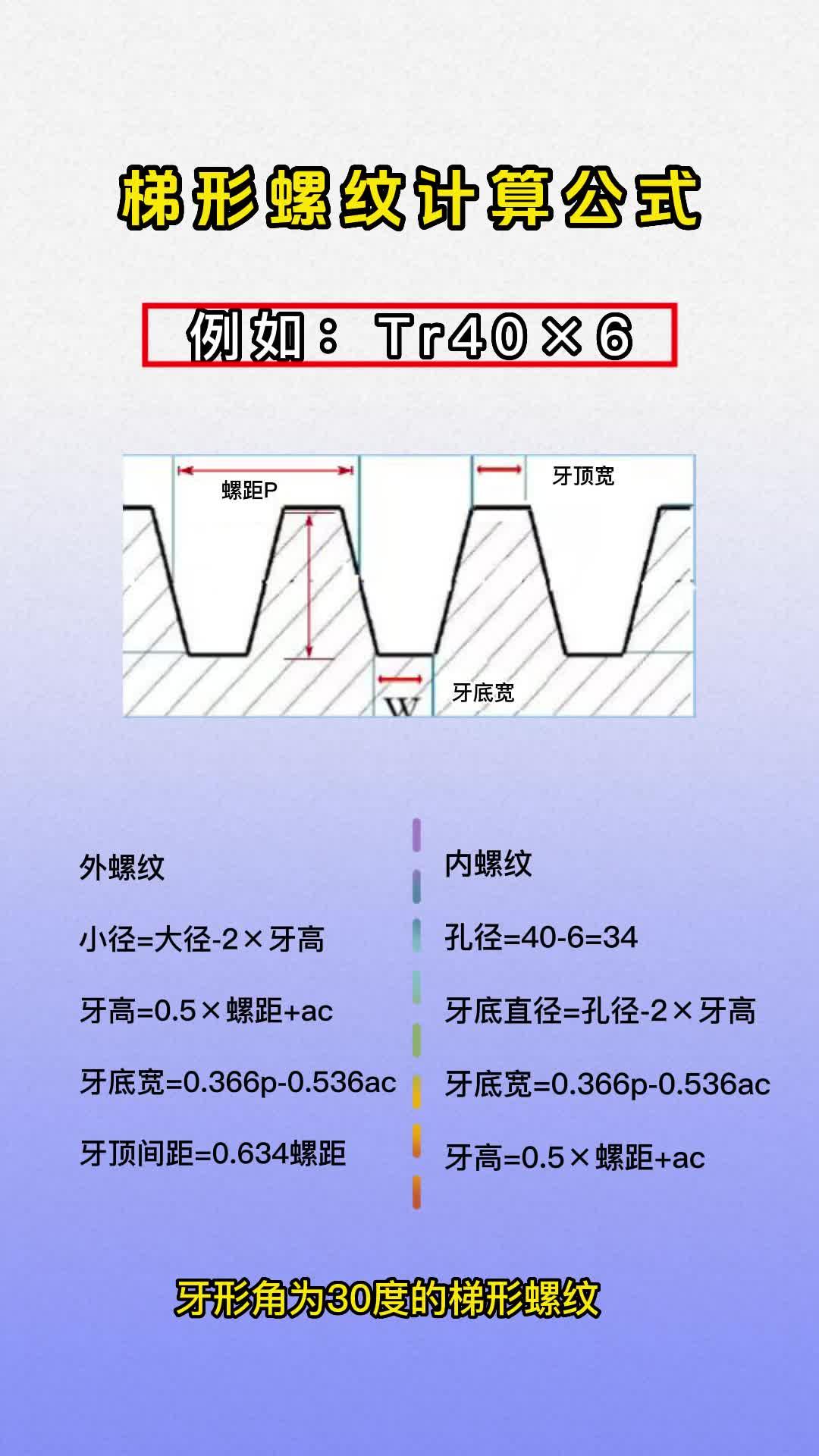 梯形螺纹计算公式