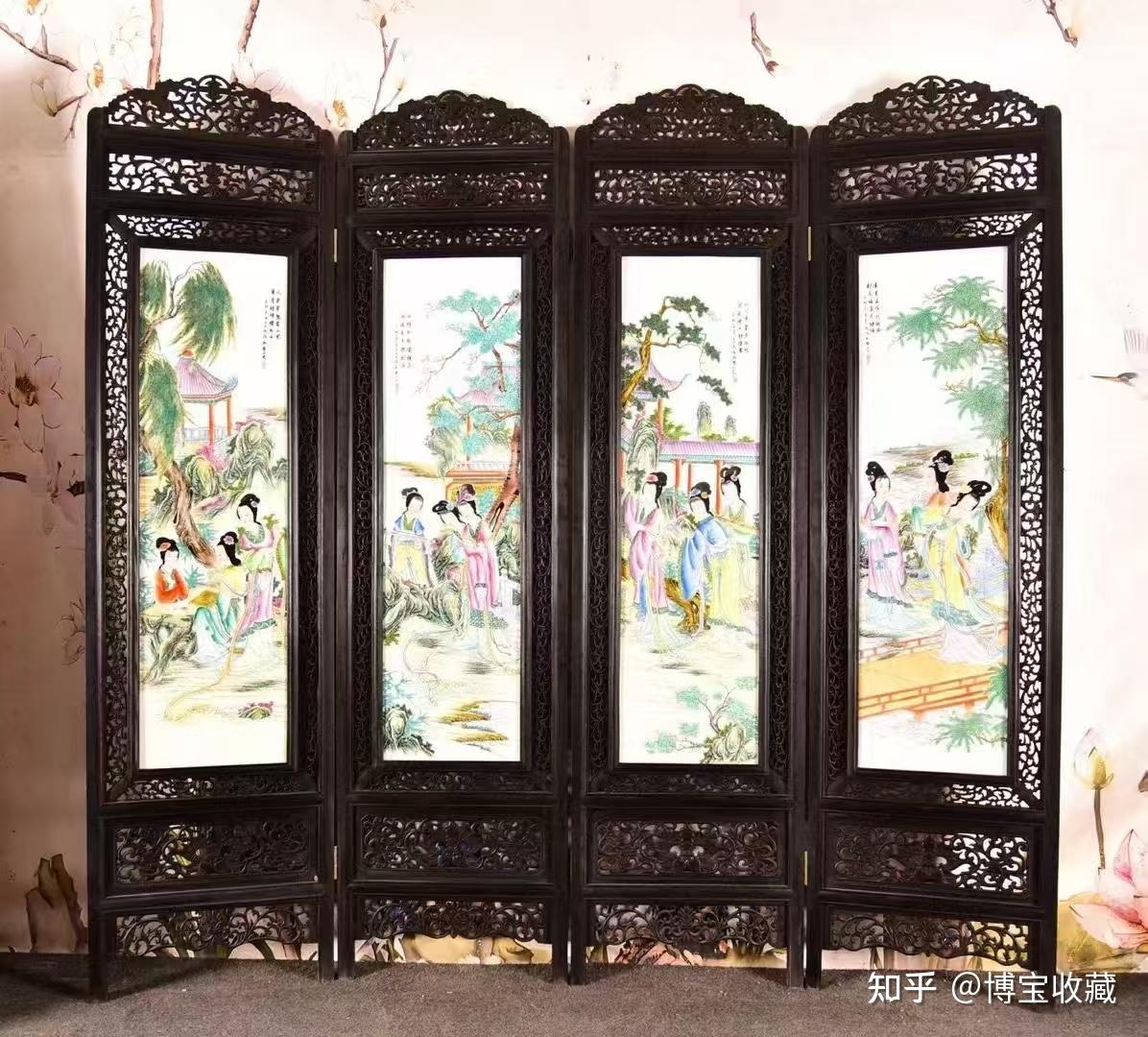 珠山八友之王大凡作品赏析—瓷板画《十二金钗》四折落地屏风 - 知乎