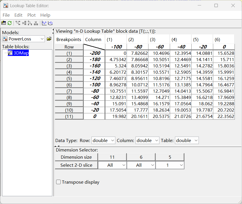 Simulink 3-D Lookup Table 数据设置 - 知乎