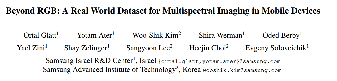 三星:Beyond RGB: A Real World Dataset for Multispectral Imaging in Mobile ...