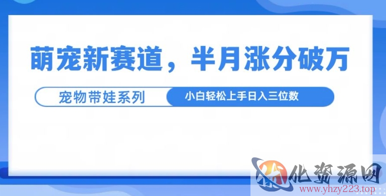 萌宠新赛道，萌宠带娃，半月涨粉10万+，小白轻松入手【揭秘】