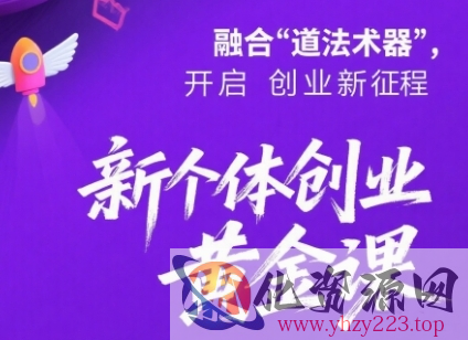 新个体创业黄金课：道法术器四维抢占2025红利