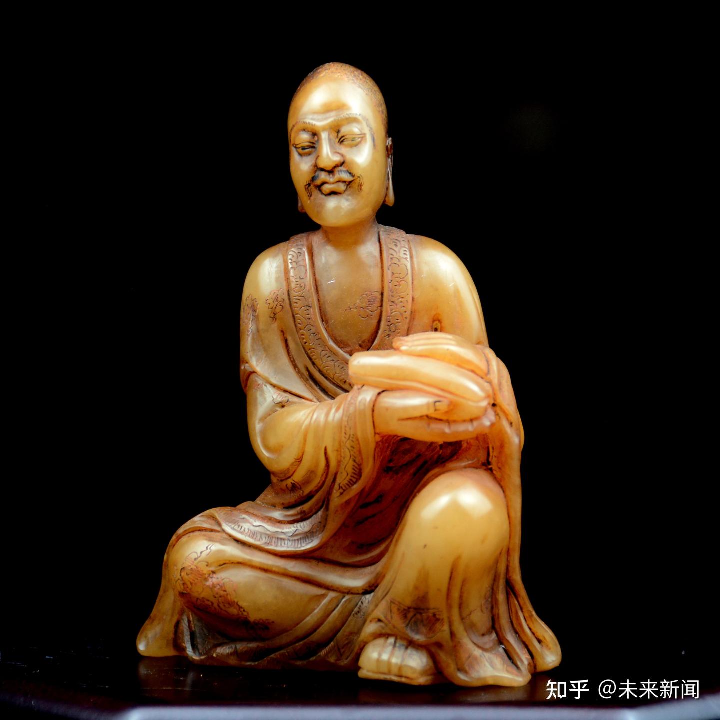 古寿山石 鶏骨白石 微彫十八羅漢紋印章 清代 極細工 手彫り 置物 時代物