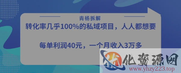 转化率最高的私域项目，每单利润40-50米，月入过1w