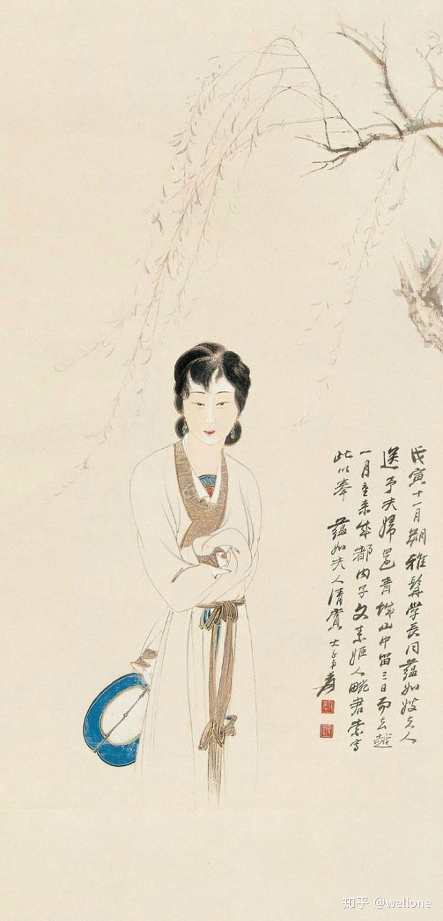 中国古美術・純手描き仕女図三尺画芯・水墨・彩色画・張大千印款・書道品・带水印・書 中国古美術・純手描き仕女図三尺画芯・水墨・彩色画・張大千印款