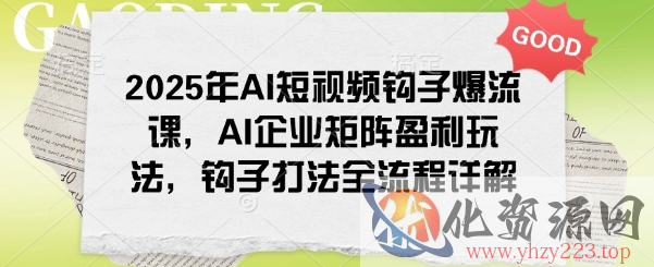 2025年AI短视频钩子爆流课，AI企业矩阵盈利玩法，钩子打法全流程详解