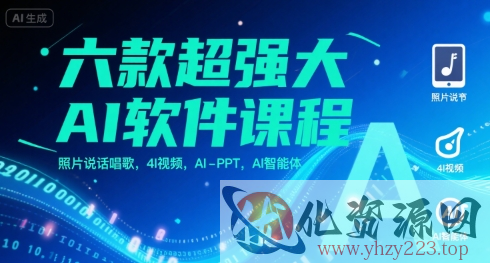 六款超强大AI软件课程，照片说话唱歌，4I视频，AI-PPT，AI智能体