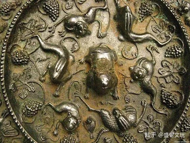 U5J3X中国美術 唐時代 唐鏡 葡萄海獣文銅鏡 古物 唐物 古玩 時代 U5J3X