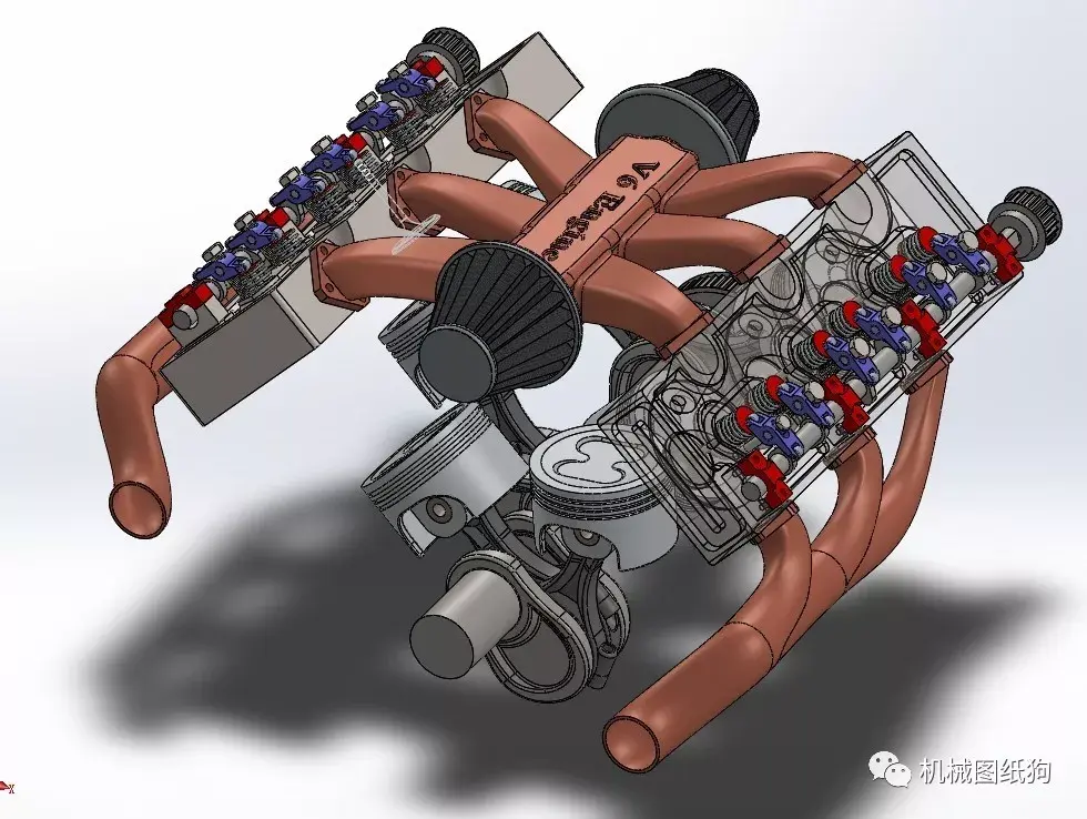 發動機電機oldv6發動機簡易結構模型3d圖紙solidworks設計