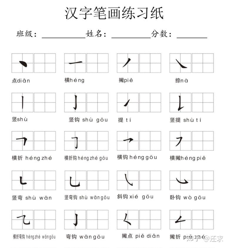 汉字基础笔画练习,要做好笔控练习 - 知乎