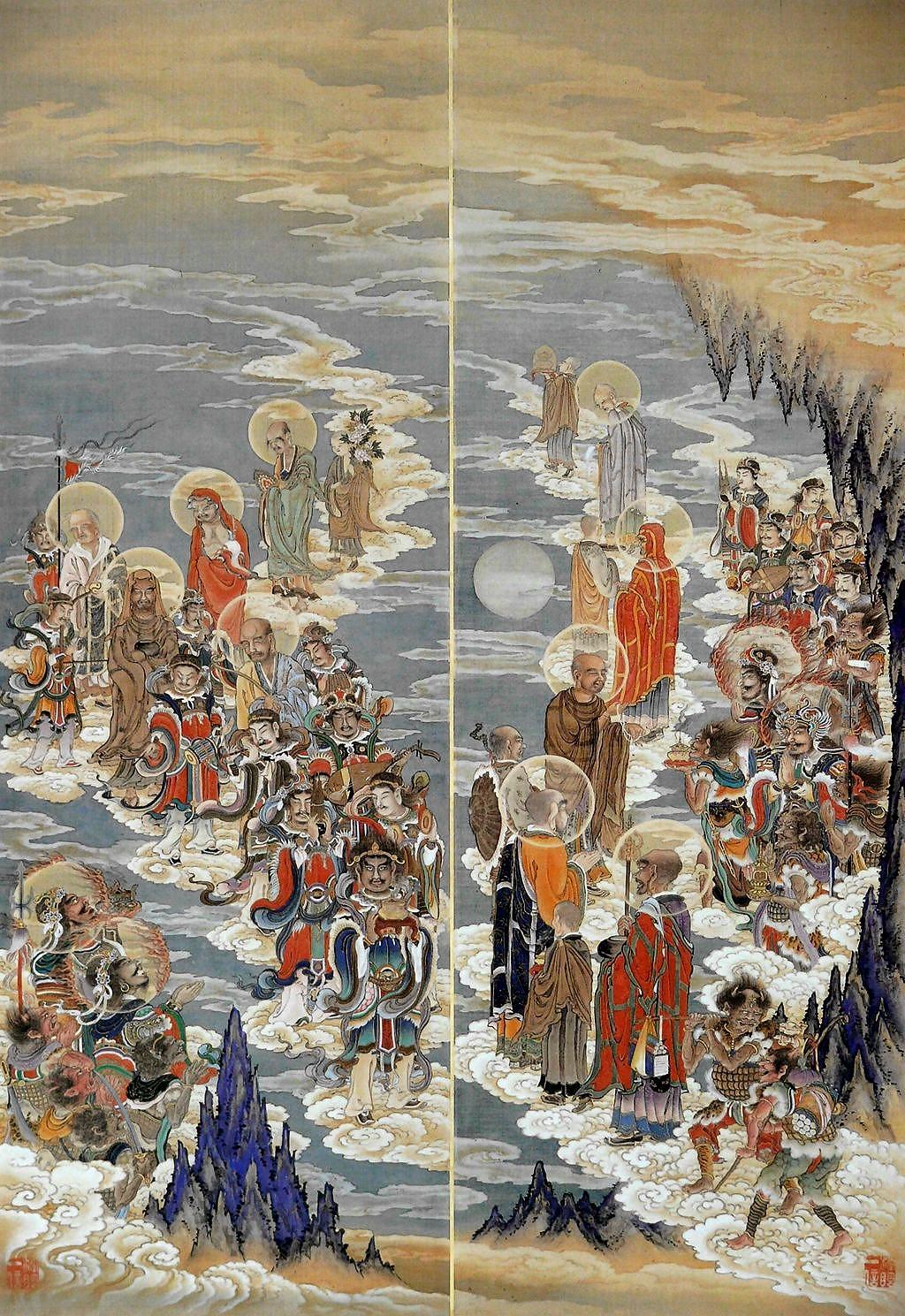 【模写】【一灯】b4805 仏画 羅漢図 中国画 狩野一信「五百羅漢」と「宝誌和尚」│顔から顔の仏たち | はてはて