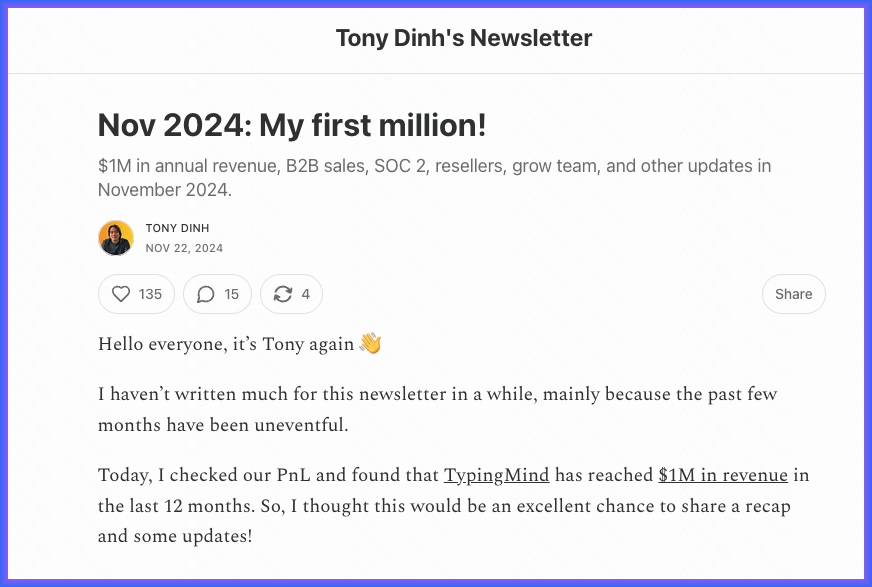 Tony Dinh Substack:分发比功能重要
