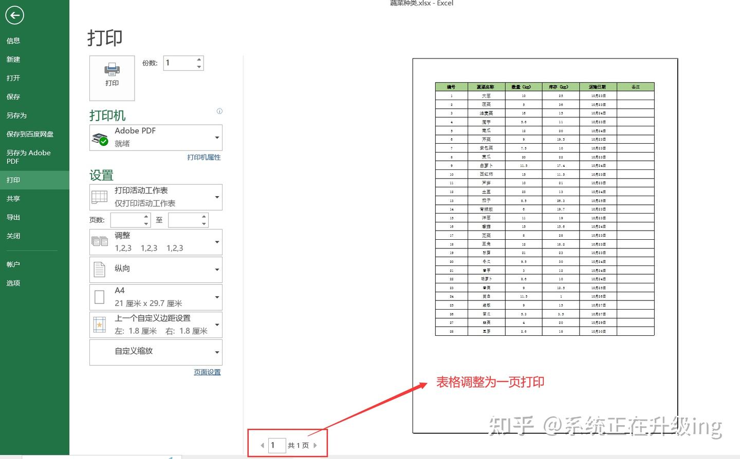 Excel如何将表格打印成一页？ - 知乎