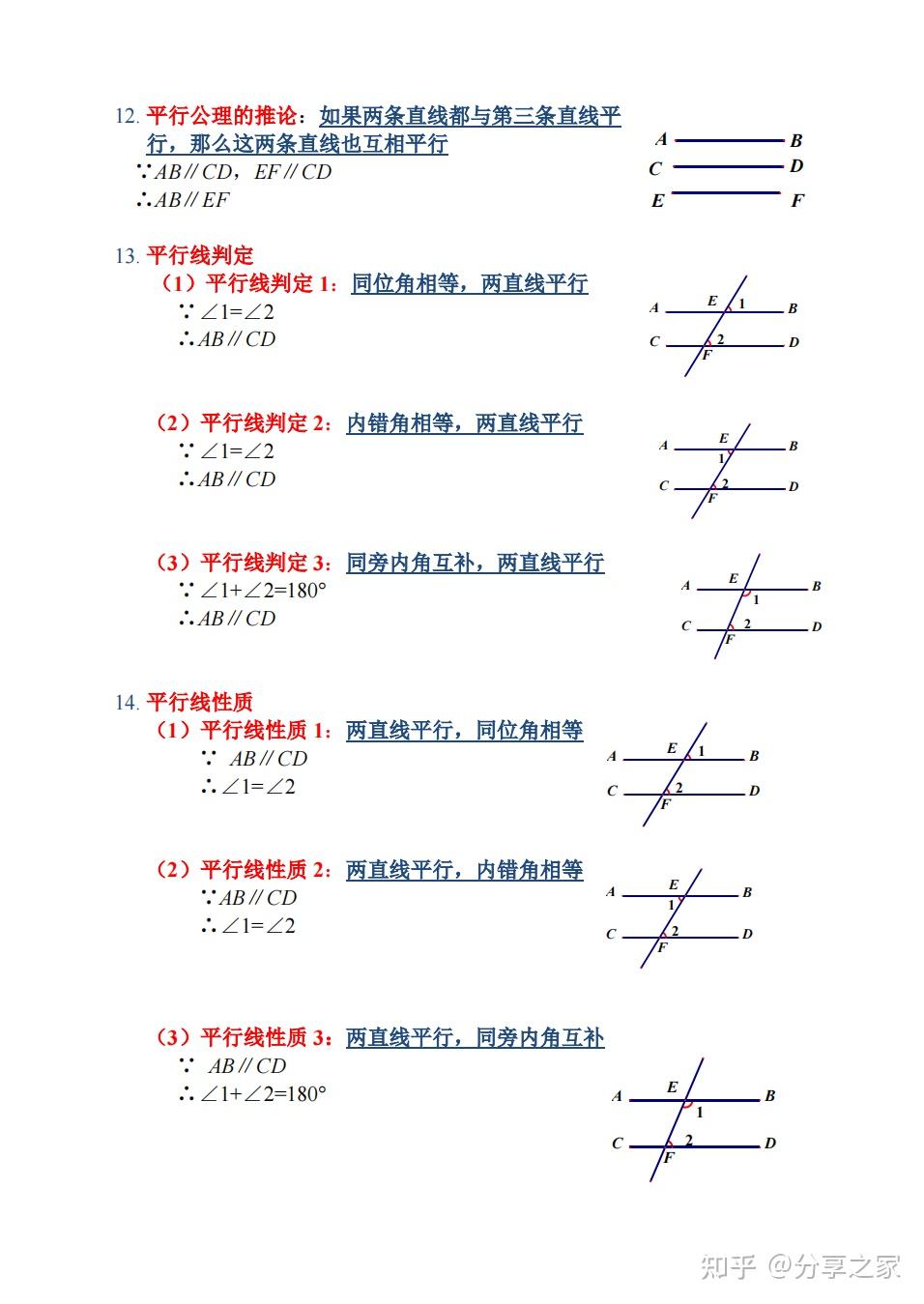 初中几何数学有哪些一定要知道的知识点? - 知乎