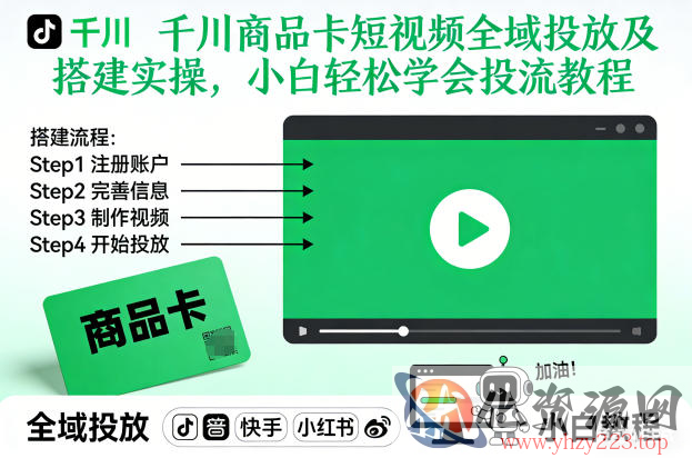 千川商品卡短视频全域投放及搭建实操，小白轻松学会投流教程