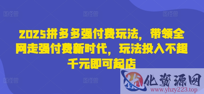 2025拼多多强付费玩法，带领全网走强付费新时代，玩法投入不超千元即可起店