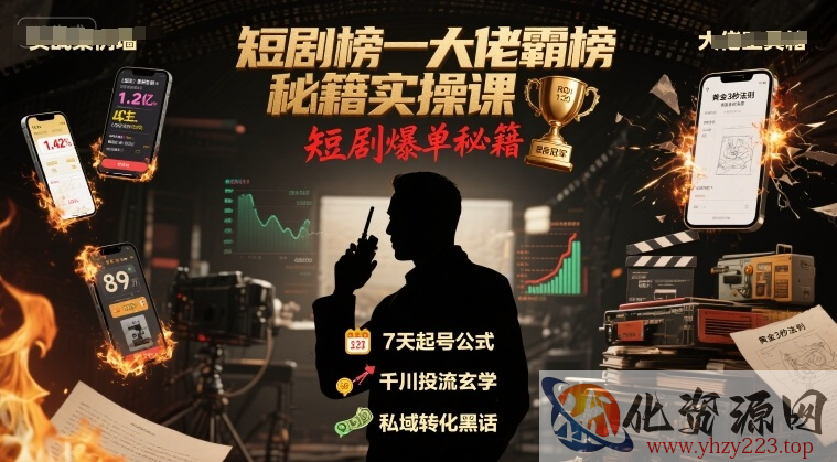 短剧榜一大佬霸榜秘籍实操课，短剧爆单秘籍