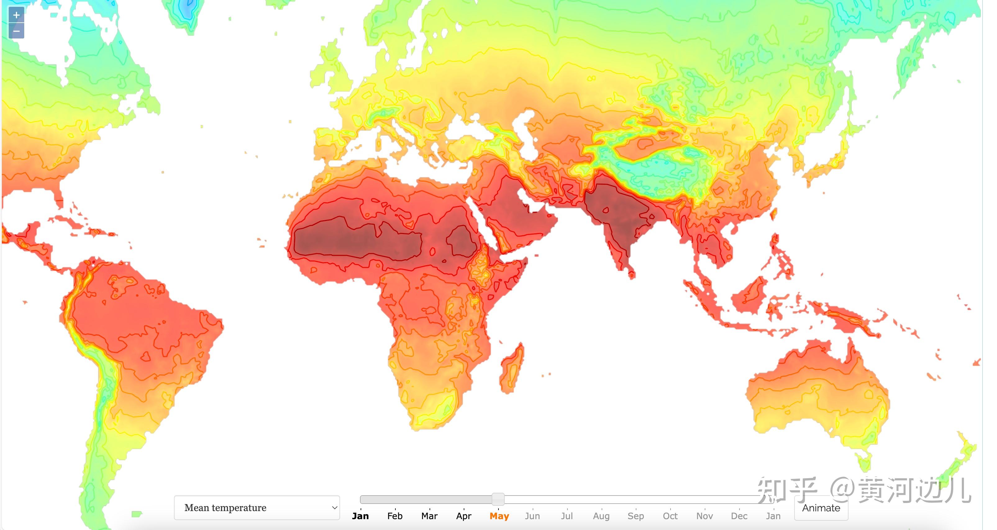 全球年均温最高和最低分别是哪里?