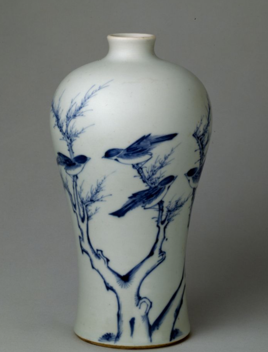 中国古美術清時代 乾隆年製青花花卉文青花瓷 花瓶y117 U28S05 中国