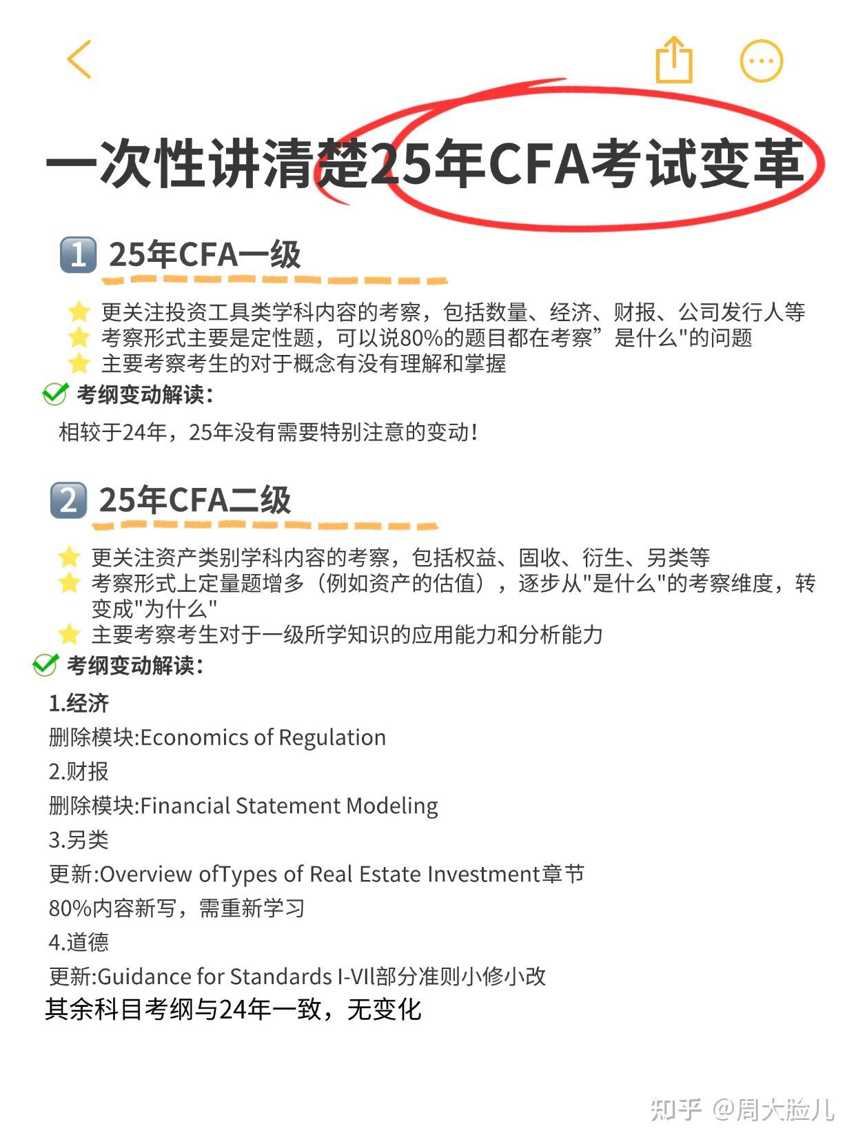 终于有人把2025年CFA考试变革内容讲清楚了 - 知乎
