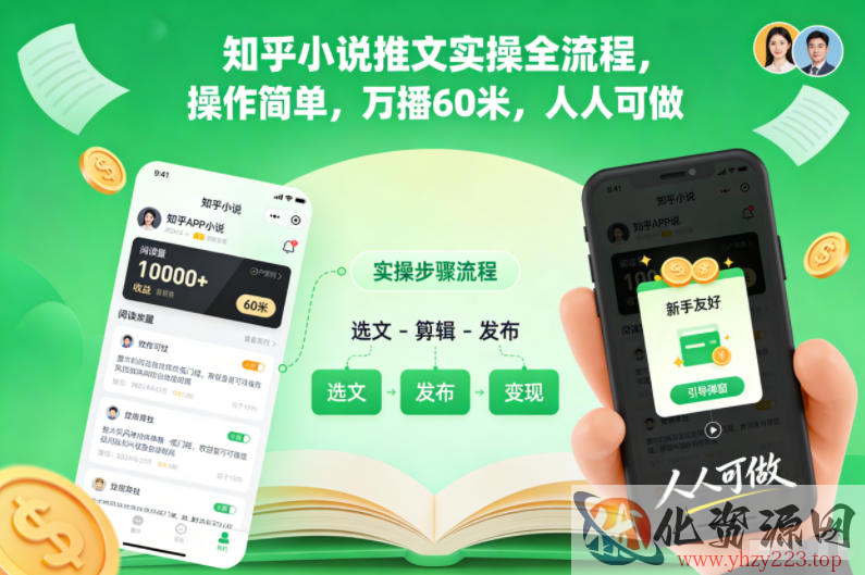 知乎小说推文实操全流程，操作简单，万播60米，人人可做