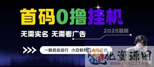 首码0撸挂G项目，无需实名无需看广告 一键启动运行，小白轻松日入三位数【揭秘】