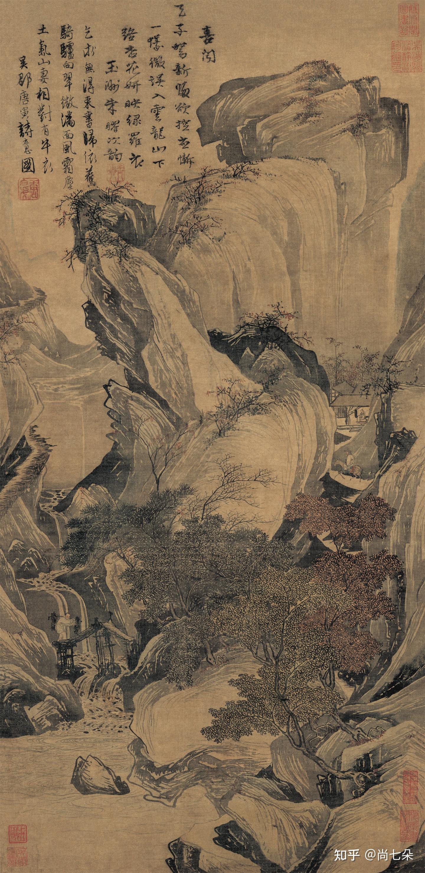 中国美術『 唐寅  唐伯虎  山水 』 中国明代山水画家   手巻 a02 唐伯虎山水人物册页赏析_凤凰网