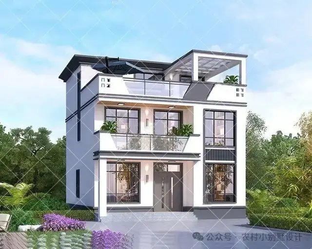 2025农村自建房爆款！30套现代三层设计，挑空客厅+屋顶花园别墅 - 知乎
