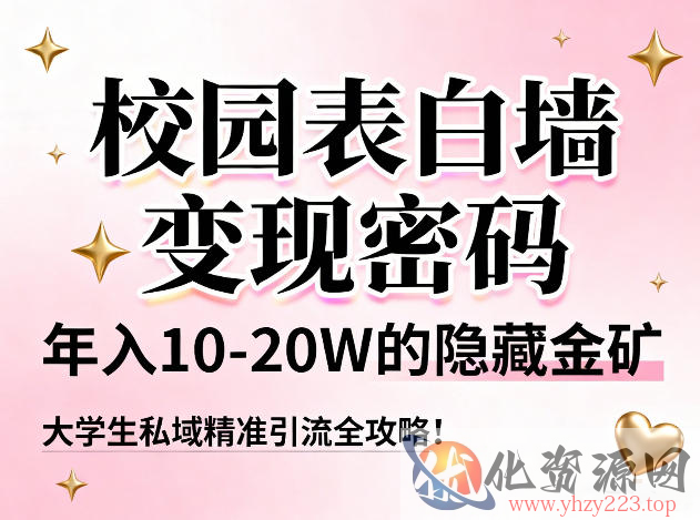 校园表白墙变现密码，年入10-20W的隐藏金矿，大学生私域精准引流全攻略！